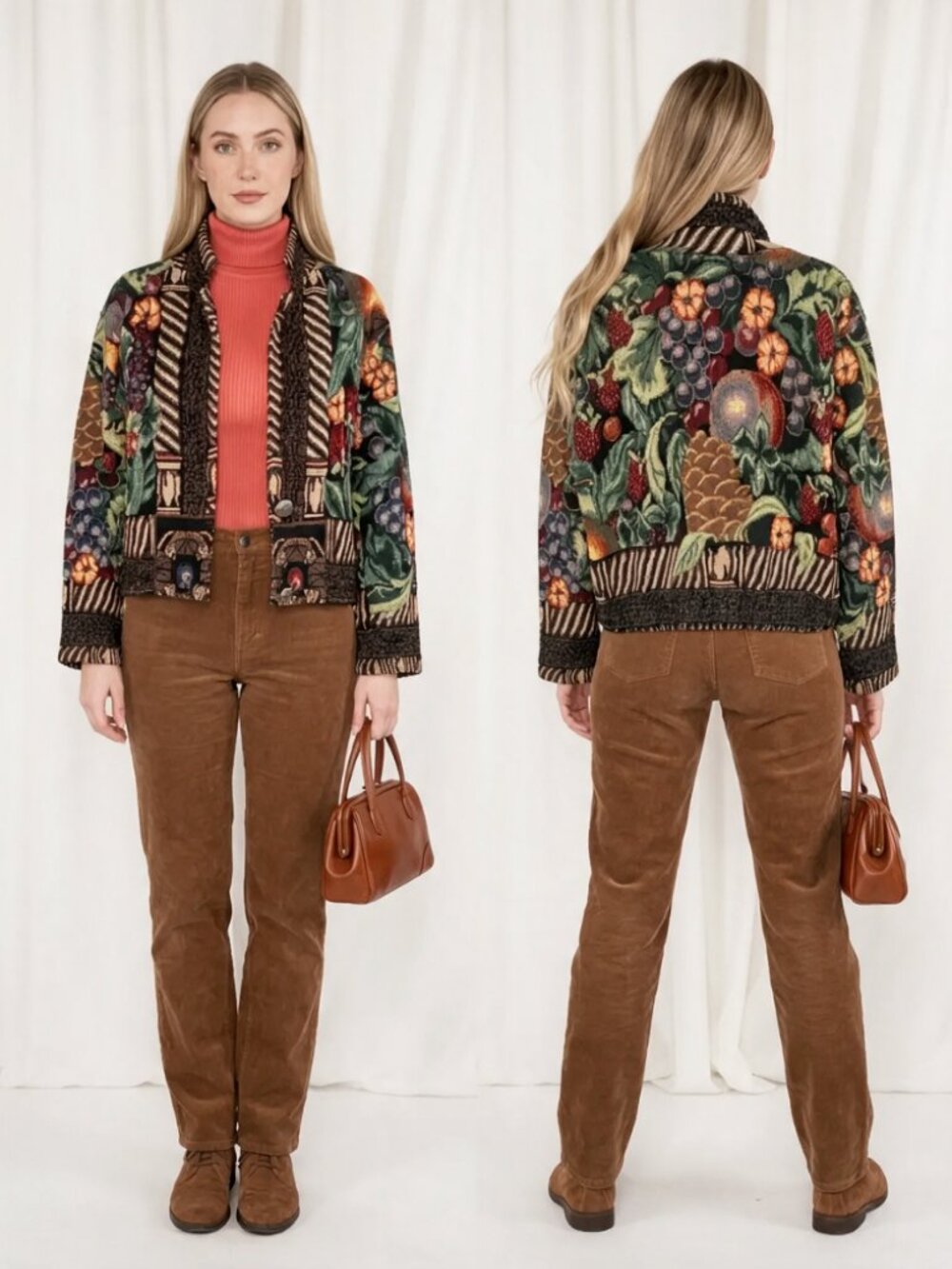 90 Painted Pony Tapestry Fruit Crop Jacket Multicolor One Size